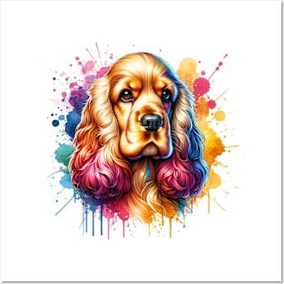 Bright Watercolor Cocker Spaniel Posters and Art